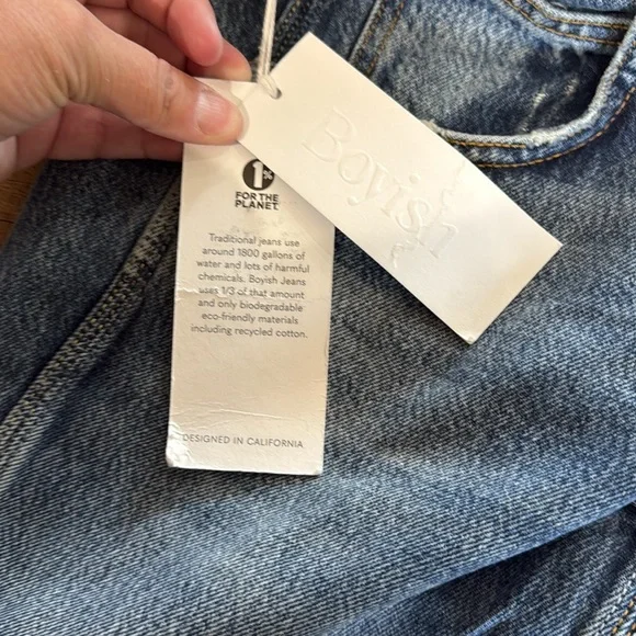 Boyish Blue Straight Leg Jeans with Gold Stitching - Picture 9 of 14